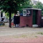 Jon using public toilet, Amsterdam