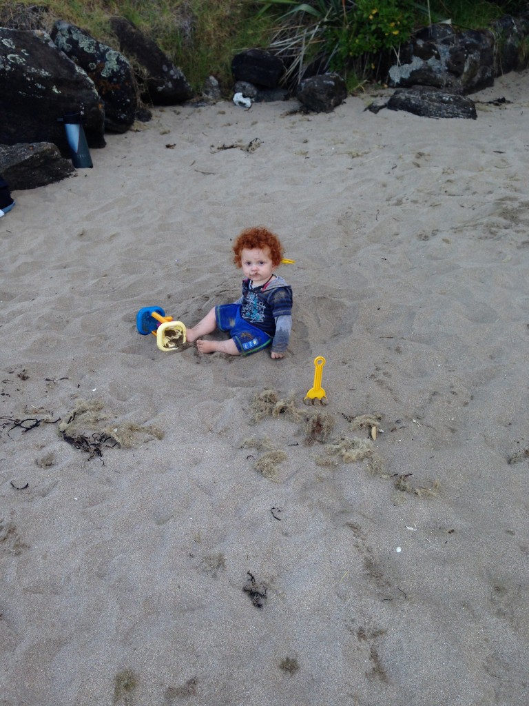 IMG_3590 Kid in sand, Cheltenham Beach, Devenport, NZ